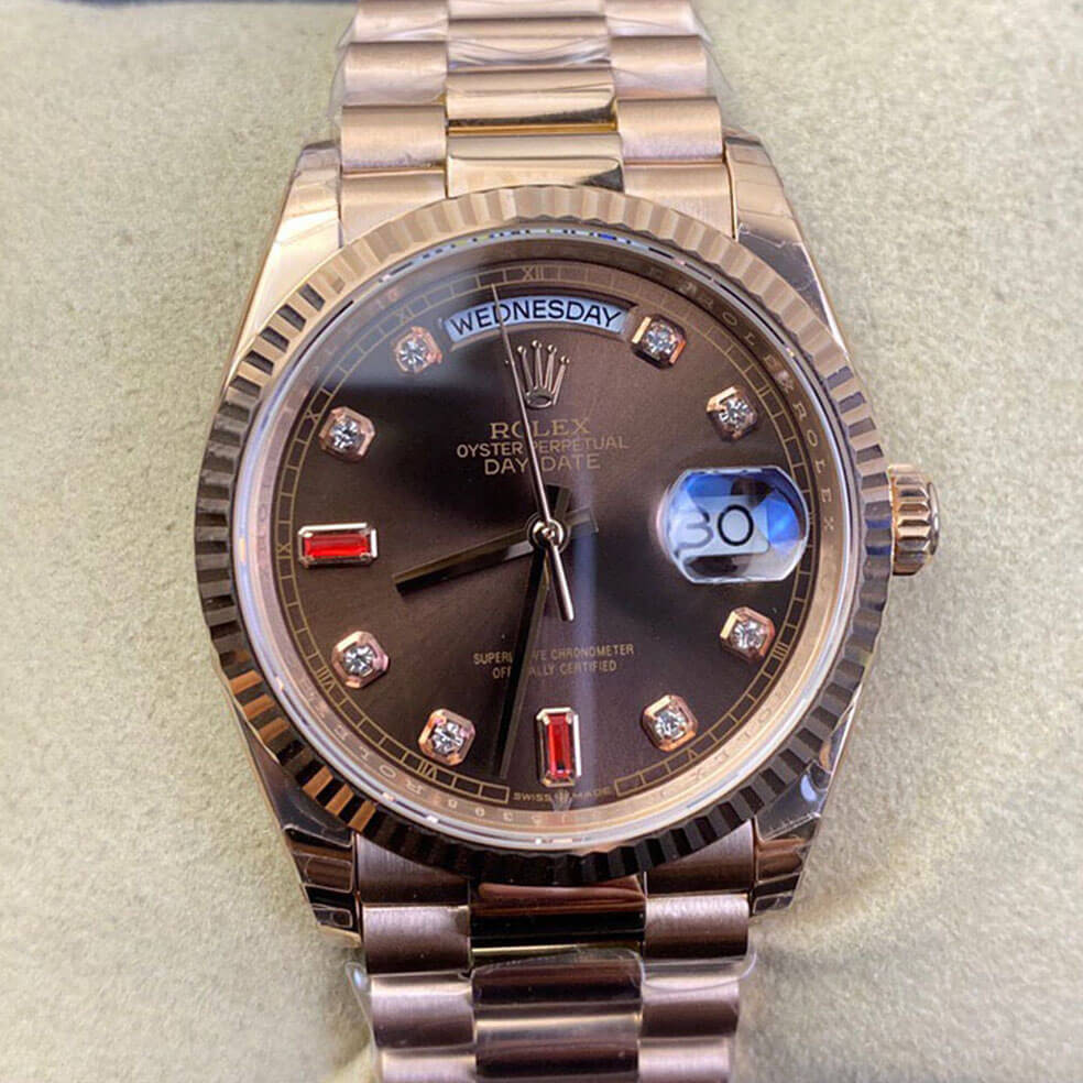 0-20-7 Replica Rolex Day Date 118235 EW Factory Diamond-set Dial - Image 1