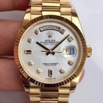 Replica Rolex Day-Date M128238 EW Factory White Dial Diamond Time Scale
