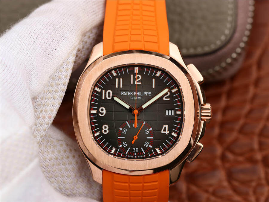 0-269-1 Replica Patek Philippe Aquanaut 5968A-001 Orange Rubber Strap - Image 1