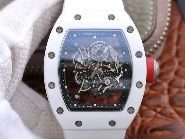 0-293 Replica Richard Mille RM055 KV Factory White Rubber Strap - Image 1