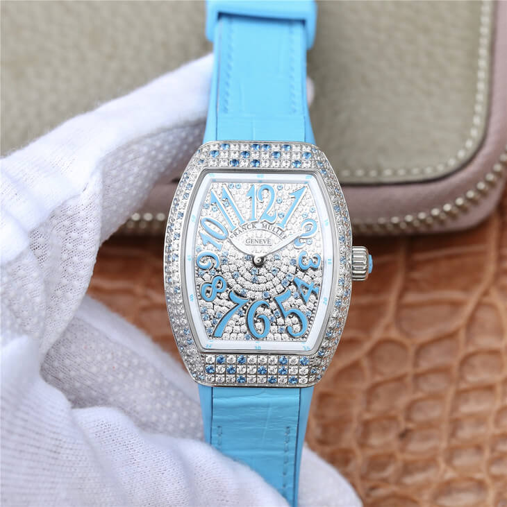 0-311 Replica Franck Muller Ladies Collection V 32 SC AT FO D CD (BL) ABF Factory Blue Strap - Image 1