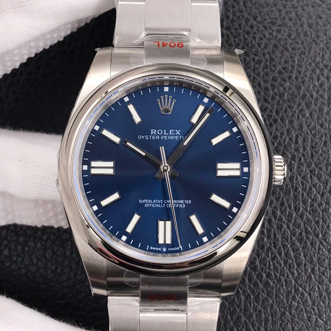 0-380 Replica Rolex Oyster Perpetual M124300-0003 41MM EW Factory Blue Dial - Image 1