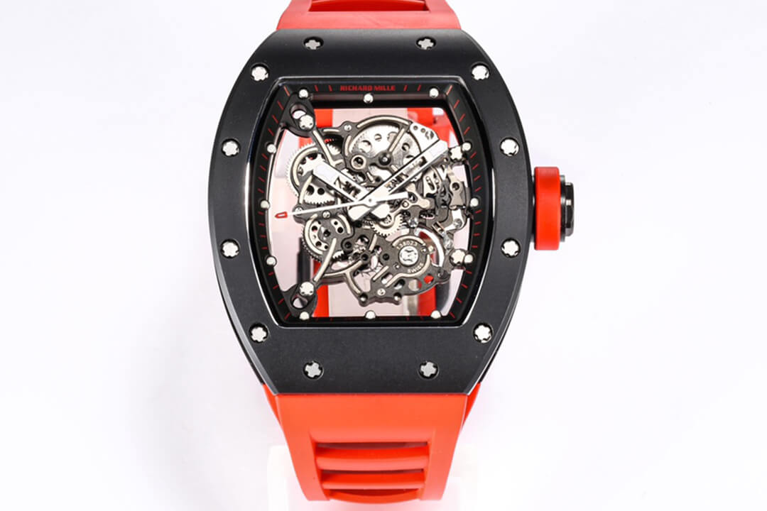 0-4-12 Replica Richard Mille RM-055 BBR Factory Red Rubber Strap - Image 1