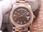 Replica Rolex Day Date M228345RBR-0005 EW Factory Diamond-Set Bezel