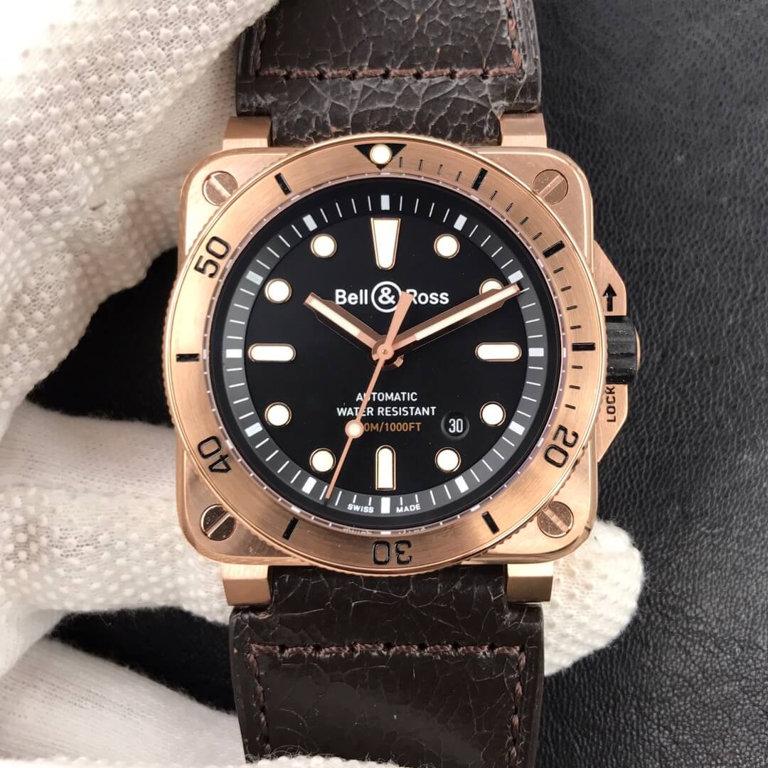 0-425 Replica Bell & Ross BR0392-D-BL-BR/SCA Gold Bezel - Image 1