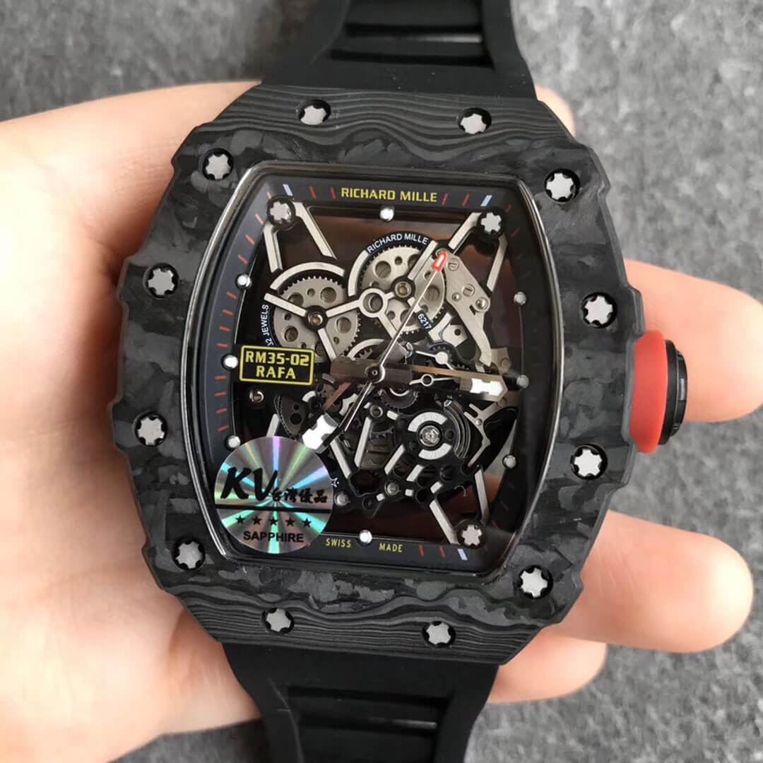 0-468 Replica Richard Mille RM35-02 KV Factory Black Rubber Strap - Image 1