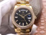 Replica Rolex Day Date M228348RBR-0001 EW Factory Diamond-Set Bezel