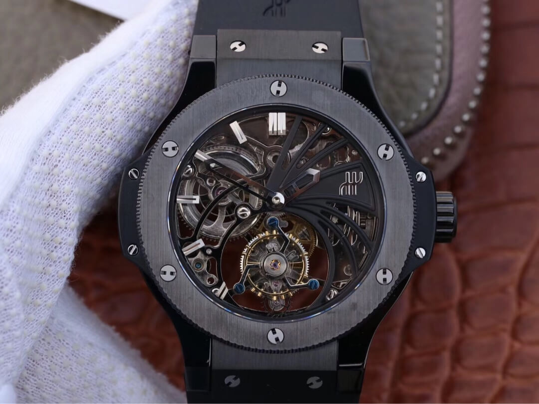 0-531-1 Replica Hublot Big Bang Hollow Tourbillon Black Strap - Image 1