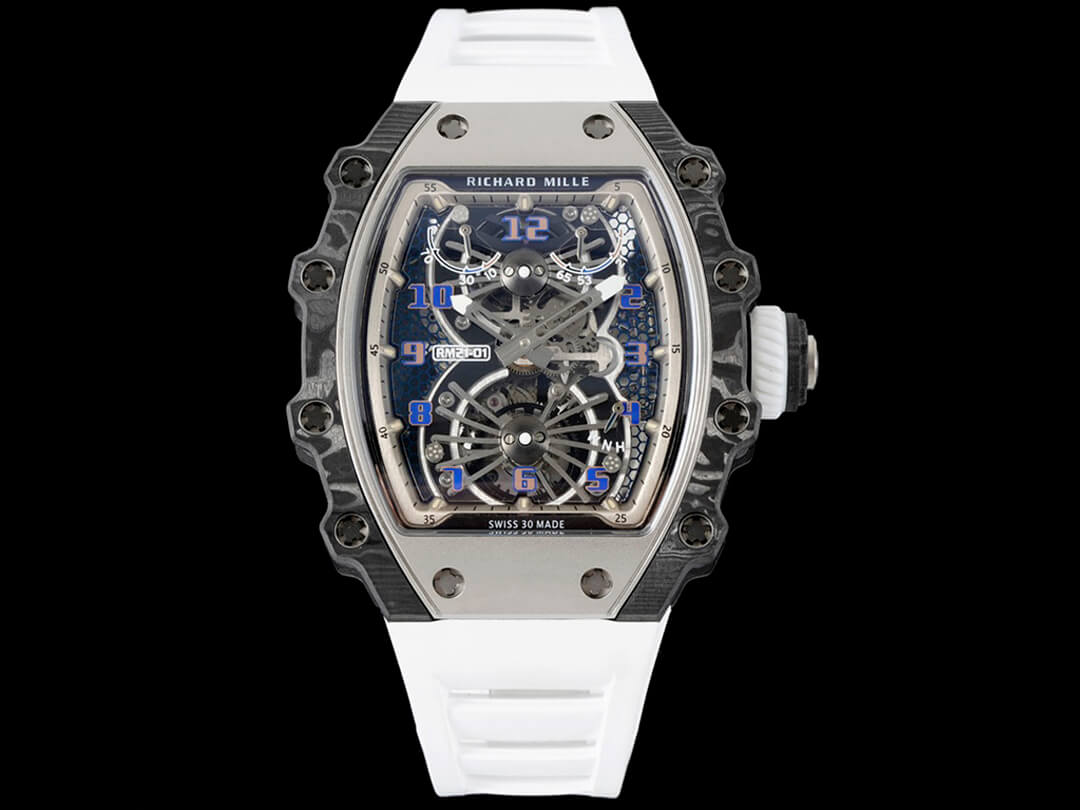 0-60-5 Replica Richard Mille RM21-01 RM Factory Tourbillon Case White Strap - Image 1