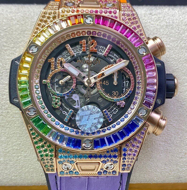 0-600-1 Replica Hublot BIG BANG Unico 411.OX.9910.LR.0999 ZF Factory Rainbow Case - Image 1