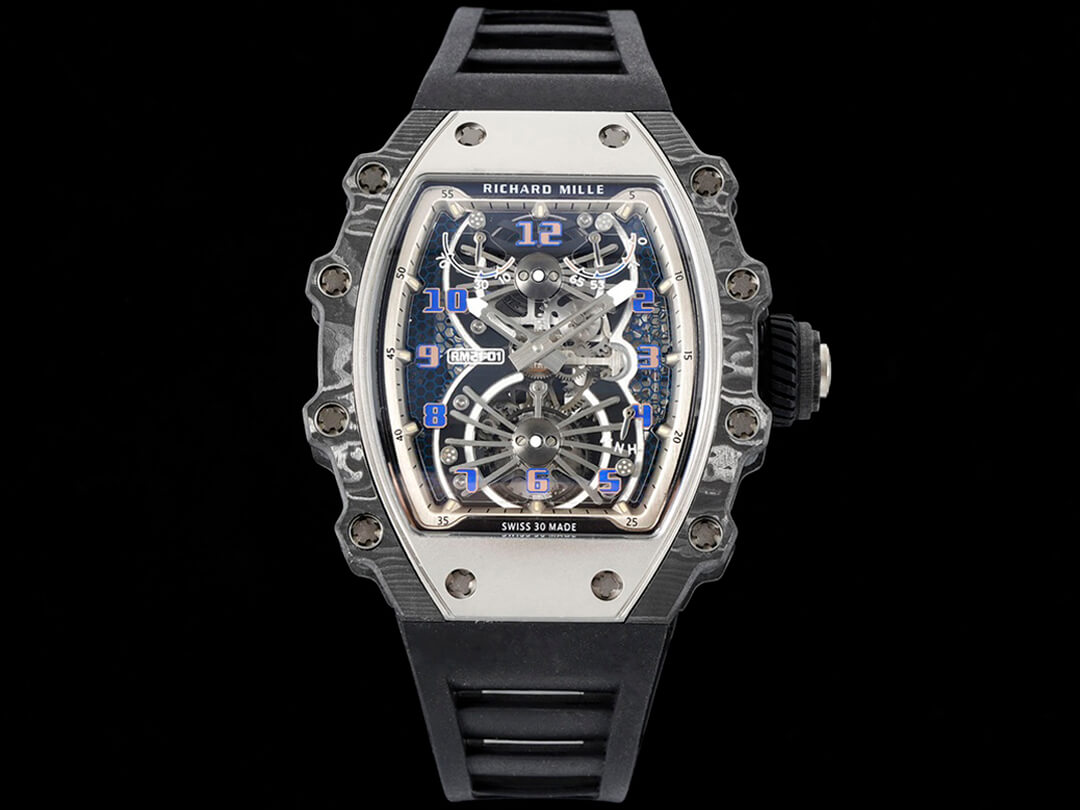 0-61-4 Replica Richard Mille RM21-01 RM Factory Skeleton Dial Black Strap - Image 1