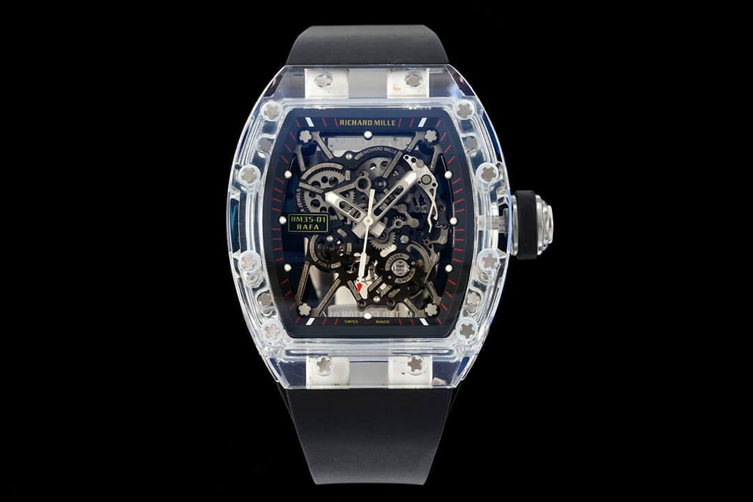 0-7-5 Replica Richard Mille RM35-01 RM Factory Black Rubber Strap - Image 1