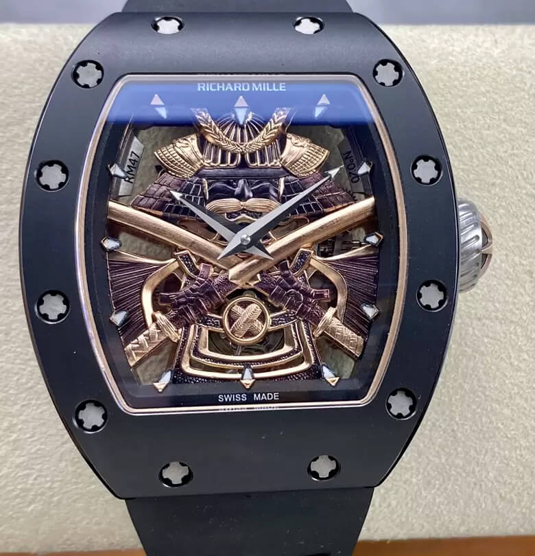 0-76-4 Replica Richard Mille RM47 YS Factory Black Tourbillon Skeleton Dial - Image 1