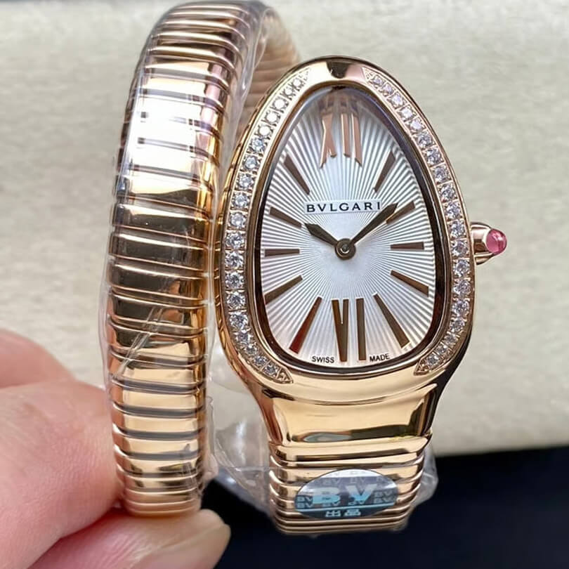 0-84-4 Replica Bvlgari Serpenti 103003 BV Factory Rose White Dial - Image 1