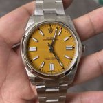 Replica Rolex Oyster Perpetual 41MM M124300-0004 VS Factory Stainless Steel Yellow Dial