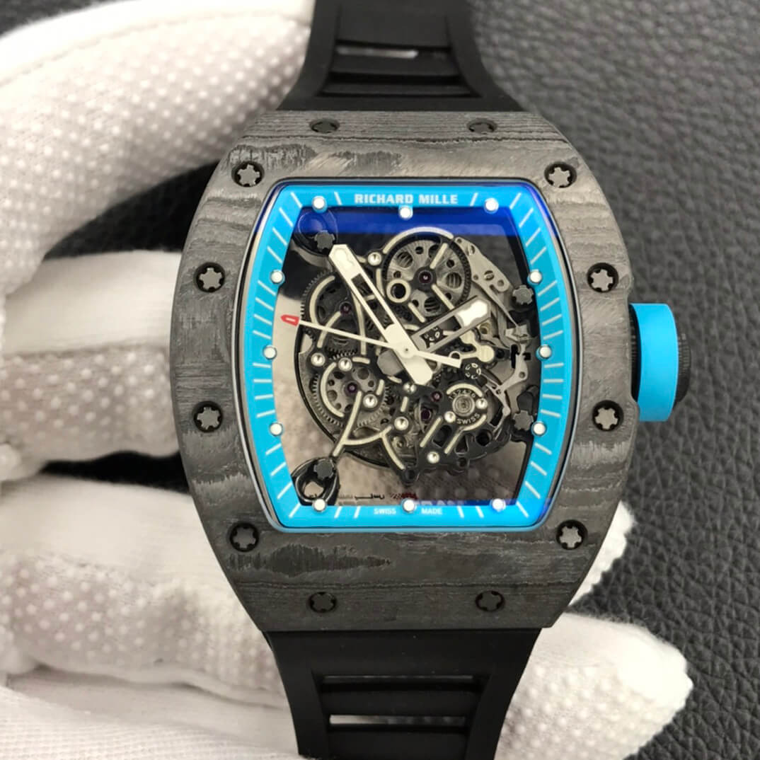 0-98-3 Replica Richard Mille RM055 ZF Factory Black Rubber Strap - Image 1