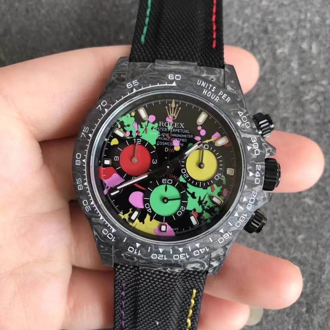 10 Replica Rolex Daytona Cosmograph Carbon Fiber Diw Customized Version Noob Factory Color Dial - Image 1