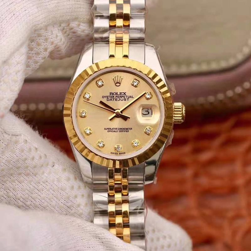 20181031154211300469 Replica Rolex Lady Datejust 28mm 18K Gold Dial - Image 1
