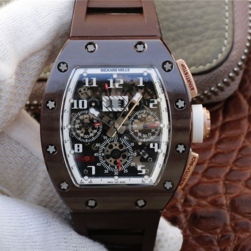 20181205152726617239 Replica Richard Mille Chronograph RM011 KV Factory Brown Crystal Dial - Image 1