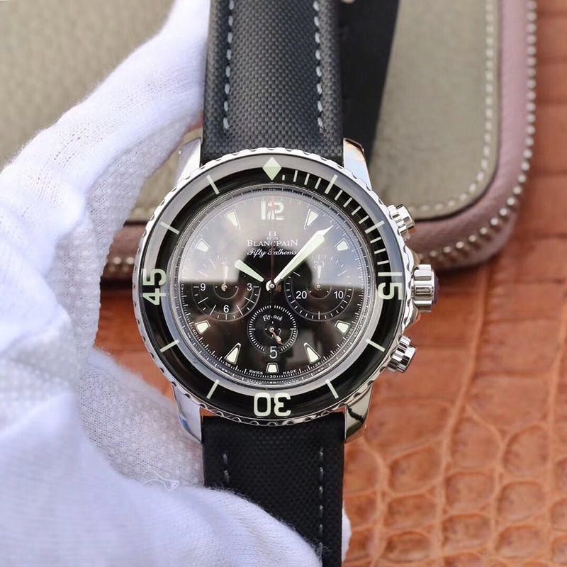 20190429094934180562 Replica Blancpain Fifty Fathoms Chronographe Flyback 5085F-1130-52A OM Factory Black Nylon Strap Black Dial - Image 1