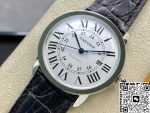 Replica RONDE DE CARTIER W6701010 AF Factory Leather Strap White Dial - Image 4