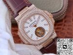 Replica Patek Philippe Nautilus Jumbo 5711 Rose Gold Tourbillon 2018 R8 Factory White Dial - Image 3