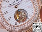 Replica Patek Philippe Nautilus Jumbo 5711 Rose Gold Tourbillon 2018 R8 Factory White Dial - Image 5